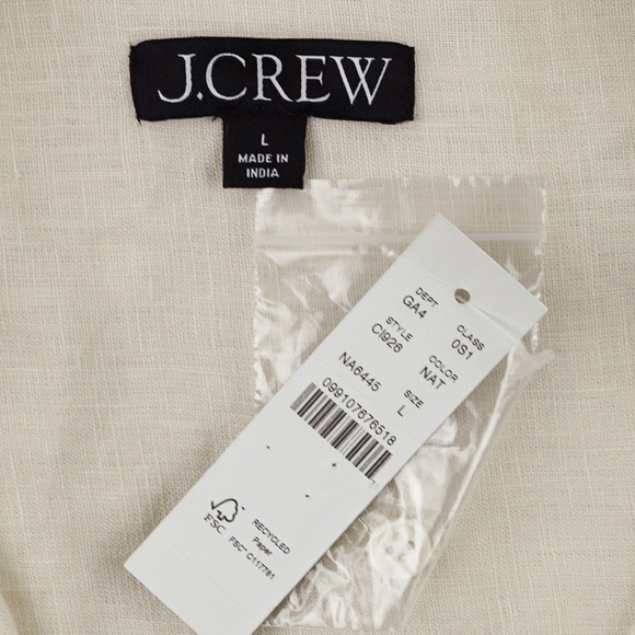 New JCREW Size L Utility Shirt-Dress in Linen Natural $148 CI926 - Picture 6 of 6